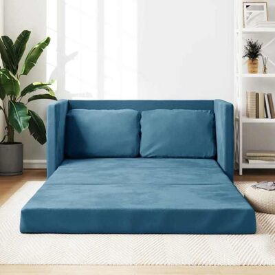 vidaXL Canapé-lit 2 en 1 bleu 122x204x55 cm velours 353962 Bleu - Publicité vidaXL Canapé-lit 2 en 1 bleu 122x204x55 cm velours 353962 Bleu - Publicité