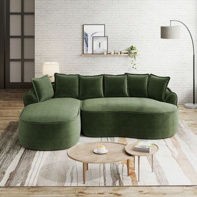 OEM Canapé dangle modulaire - Tissu chenille - Vert - 252x164x67 cm - Méridienne extra profonde - Accoudoirs larges Vert - Publicité OEM Canapé dangle modulaire - Tissu chenille - Vert - 252x164x67 cm - Méridienne extra profonde - Accoudoirs larges Vert - Publicité