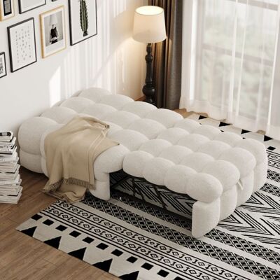 SOGEU Lit une personne pouf-lit convertible 2-en-1 tissu Teddy doux design moelleux gain de place confort intégré beige - Publicité SOGEU Lit une personne pouf-lit convertible 2-en-1 tissu Teddy doux design moelleux gain de place confort intégré beige - Publicité
