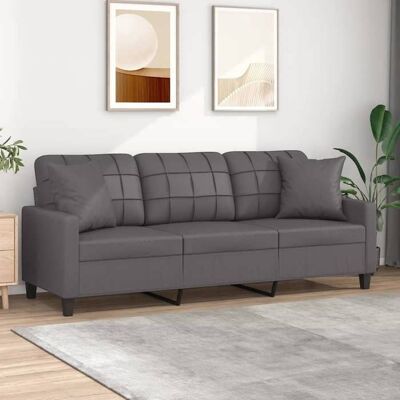 VIDAXL Prix bas - Canapé 3 placesCanapé dangle avec oreillers décoratifs gris 180cm similicuir (412315845156) Gris - Publicité VIDAXL Prix bas - Canapé 3 placesCanapé dangle avec oreillers décoratifs gris 180cm similicuir (412315845156) Gris - Publicité