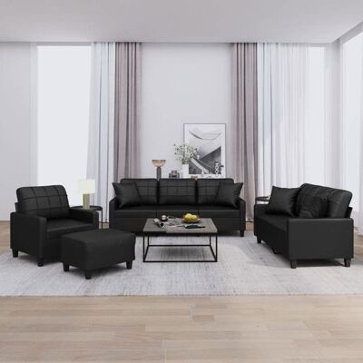 Ensemble de canapés similicuir - vidaXL - 4 pièces - Noir - Similicuir - Fauteuil - Canapé 2 places - Canapé 3 places Noir - Publicité Ensemble de canapés similicuir - vidaXL - 4 pièces - Noir - Similicuir - Fauteuil - Canapé 2 places - Canapé 3 places Noir - Publicité