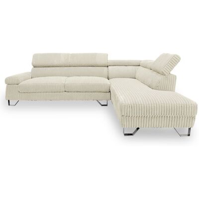 MENZZO Canapé dangle à droite avec têtières relevables Quentin Velours côtelé Beige -L260 x P170 x H74 cm Beige - Publicité MENZZO Canapé dangle à droite avec têtières relevables Quentin Velours côtelé Beige -L260 x P170 x H74 cm Beige - Publicité
