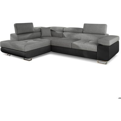 MENZZO Canapé dangle convertible Antoni avec têtières relevables Simili Noir et Tissu Gris foncé Gris - Publicité MENZZO Canapé dangle convertible Antoni avec têtières relevables Simili Noir et Tissu Gris foncé Gris - Publicité