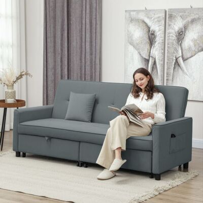 Generic Canapé convertible 3 places canapé-lit clic-clac réversible avec dossier réglable et coussins 196 x 90 x 89 cm gris Gris - Publicité Generic Canapé convertible 3 places canapé-lit clic-clac réversible avec dossier réglable et coussins 196 x 90 x 89 cm gris Gris - Publicité