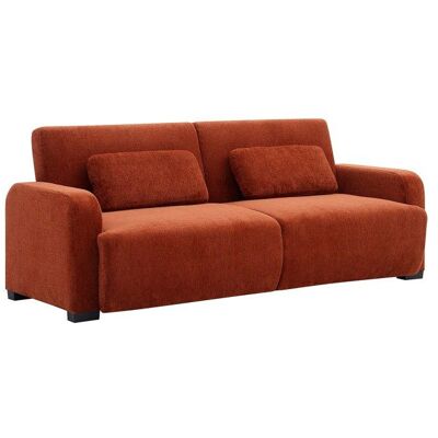 VENTE-UNIQUE Canapé 3 places convertible clic-clac en tissu chenille terracotta LOMARIO Orange - Publicité VENTE-UNIQUE Canapé 3 places convertible clic-clac en tissu chenille terracotta LOMARIO Orange - Publicité