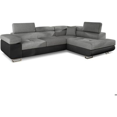 MENZZO Canapé dangle convertible Antoni avec têtières relevables Simili Noir et Tissu Gris foncé Gris - Publicité MENZZO Canapé dangle convertible Antoni avec têtières relevables Simili Noir et Tissu Gris foncé Gris - Publicité