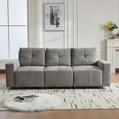 Canapé convertible - KOMHTOM - Modulaire 3 places convertible en lit - Assise profonde 68 cm - Tissu chenille gris Gris - Publicité Canapé convertible - KOMHTOM - Modulaire 3 places convertible en lit - Assise profonde 68 cm - Tissu chenille gris Gris - Publicité