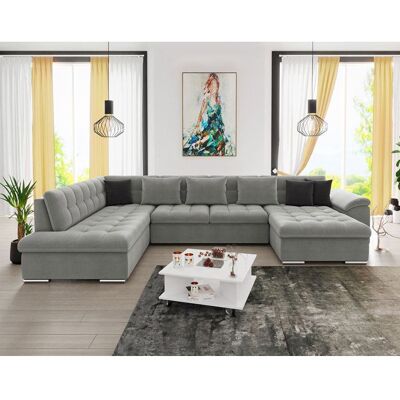 BEST MOBILIER Chuck - canapé panoramique dangle gauche XXL - convertible avec coffre - 7 places - Gris Gris - Publicité BEST MOBILIER Chuck - canapé panoramique dangle gauche XXL - convertible avec coffre - 7 places - Gris Gris - Publicité