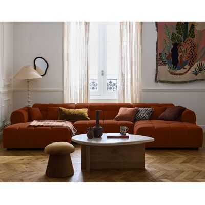 BEST MOBILIER Ray - canapé panoramique en U 7 places en tissu texturé - Rouille Orange - Publicité BEST MOBILIER Ray - canapé panoramique en U 7 places en tissu texturé - Rouille Orange - Publicité