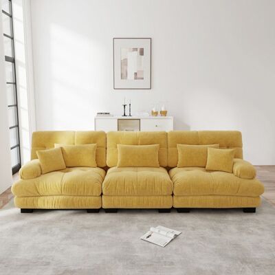 OEM Canapé dangle modulaire - 3 places - Siège profond - Canapé-lit - Chenille - Jaune - 313x77x81 cm - 85.7 kg - Modulaire Jaune - Publicité OEM Canapé dangle modulaire - 3 places - Siège profond - Canapé-lit - Chenille - Jaune - 313x77x81 cm - 85.7 kg - Modulaire Jaune - Publicité