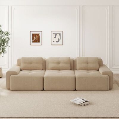 OEM Canapé dangle modulaire - Velours côtelé - Beige - 293x104x69 cm - Assise profonde 74 cm - Modulable - Sans montage Beige - Publicité OEM Canapé dangle modulaire - Velours côtelé - Beige - 293x104x69 cm - Assise profonde 74 cm - Modulable - Sans montage Beige - Publicité