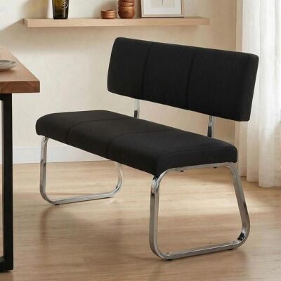 Idimex Banc design VILAS siège avec 3 places banquette au piètement chromé et dossier au revêtement en tissu noir Noir - Publicité Idimex Banc design VILAS siège avec 3 places banquette au piètement chromé et dossier au revêtement en tissu noir Noir - Publicité