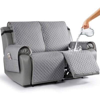DOK Housse canapé inclinable 2 places Imperméable Poche Lavable Gris clair Gris - Publicité DOK Housse canapé inclinable 2 places Imperméable Poche Lavable Gris clair Gris - Publicité