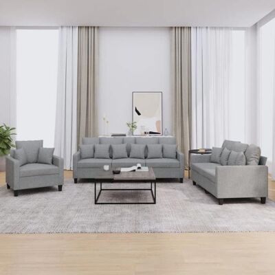 vidaXL Ensemble de Canapés avec Coussins 3 pcs Canapés avec Accoudoirs Ensemble de Meubles Mobilier de Salon Moderne 3201632 Gris - Publicité vidaXL Ensemble de Canapés avec Coussins 3 pcs Canapés avec Accoudoirs Ensemble de Meubles Mobilier de Salon Moderne 3201632 Gris - Publicité