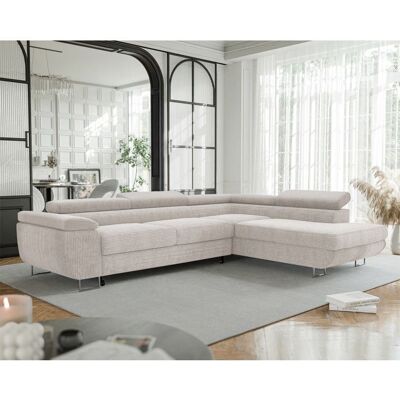 IDOHOME Canapé dangle Droit ANTON - 7 places - Canape Convertible avec Coffre - Tissu Velours Cotelé - Crème Blanc - Publicité IDOHOME Canapé dangle Droit ANTON - 7 places - Canape Convertible avec Coffre - Tissu Velours Cotelé - Crème Blanc - Publicité