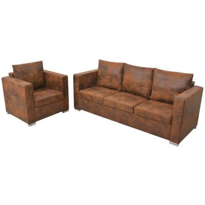 vidaXL Ensemble de Canapés 2 pcs Canapé de Salle de Séjour Sofa de Salon Sofa de Salle de Séjour Intérieur Maison Cuir Daim 274884 Marron - Publicité vidaXL Ensemble de Canapés 2 pcs Canapé de Salle de Séjour Sofa de Salon Sofa de Salle de Séjour Intérieur Maison Cuir Daim 274884 Marron - Publicité