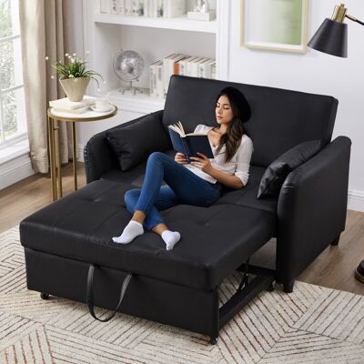 Canapé‑lit convertible 2 places - MINIMAL - dossier 3 positions - PU hydrofuge - couchage 156×100 cm - Publicité Canapé‑lit convertible 2 places - MINIMAL - dossier 3 positions - PU hydrofuge - couchage 156×100 cm - Publicité