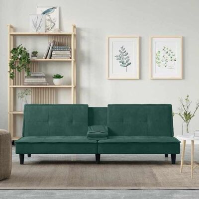 VIDAXL BEWI®Canapé-lit/Sofa Bed - 2 PERSONNES - clic-clac avec porte-gobelets vert foncé velours &FR63934 Vert - Publicité VIDAXL BEWI®Canapé-lit/Sofa Bed - 2 PERSONNES - clic-clac avec porte-gobelets vert foncé velours &FR63934 Vert - Publicité