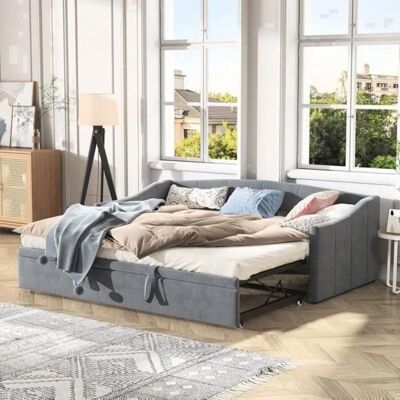 ADWOLT Canapé Lit Convertible 2 Places Sofa Bed en velours 90/180x200 cm pour Studio et Invités Gris Matelas non inclus Gris - Publicité ADWOLT Canapé Lit Convertible 2 Places Sofa Bed en velours 90/180x200 cm pour Studio et Invités Gris Matelas non inclus Gris - Publicité