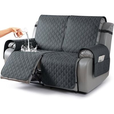 DOK Housse canapé inclinable 2 places Imperméable Poche Lavable Gris foncé Gris - Publicité DOK Housse canapé inclinable 2 places Imperméable Poche Lavable Gris foncé Gris - Publicité