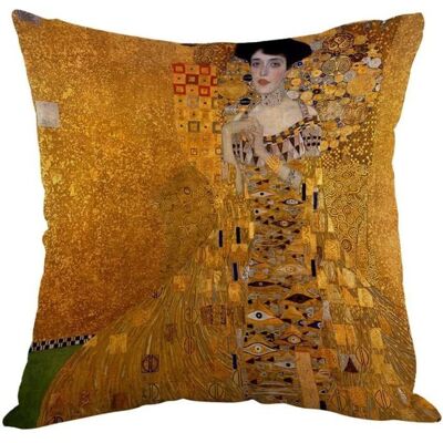 KEROTA Coussin décoratif « La Dame en or » de Gustav Klimt housse de coussin en coton et lin 45 x 45 cm. Blanc - Publicité KEROTA Coussin décoratif « La Dame en or » de Gustav Klimt housse de coussin en coton et lin 45 x 45 cm. Blanc - Publicité