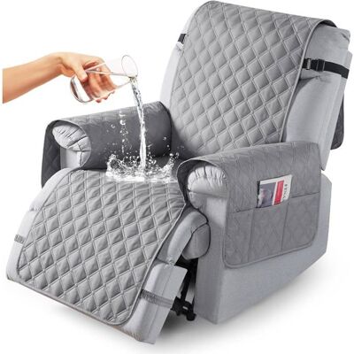 DOK Housse canapé inclinable 1 place grand Imperméable Poche Lavable Gris clair Gris - Publicité DOK Housse canapé inclinable 1 place grand Imperméable Poche Lavable Gris clair Gris - Publicité
