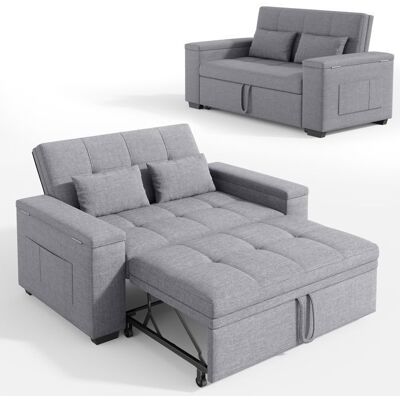 Canapé Convertible - Bealife - 2 Rangement Accoudoirs - 2 Places - 2 Coussins - Lit - Tissu Gris Foncé - Métal - Salon - Chambre Gris - Publicité Canapé Convertible - Bealife - 2 Rangement Accoudoirs - 2 Places - 2 Coussins - Lit - Tissu Gris Foncé - Métal - Salon - Chambre Gris - Publicité