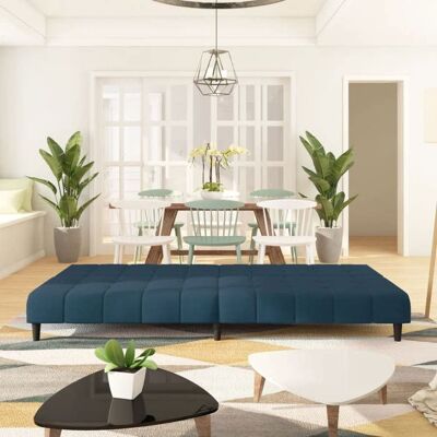 VIDAXL Lit banquette 2 places - convertible - Canapé-lit à 2 places Bleu Velours CAL3230553 Bleu - Publicité VIDAXL Lit banquette 2 places - convertible - Canapé-lit à 2 places Bleu Velours CAL3230553 Bleu - Publicité