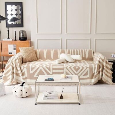 NAPASA Housse de Canapé Bohème en Chenille 3 Places Motif Plaid Beige Crème 180x300 cm Anti DérapanteKaki Beige - Publicité NAPASA Housse de Canapé Bohème en Chenille 3 Places Motif Plaid Beige Crème 180x300 cm Anti DérapanteKaki Beige - Publicité