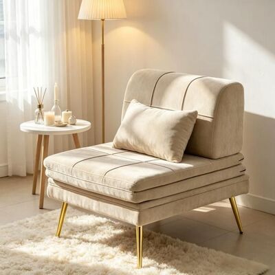 Fauteuil convertible 3 en1 canapé-lit convertible avec coussin pour fauteuil 1 place pour Salon Chambre Beige Beige - Publicité Fauteuil convertible 3 en1 canapé-lit convertible avec coussin pour fauteuil 1 place pour Salon Chambre Beige Beige - Publicité