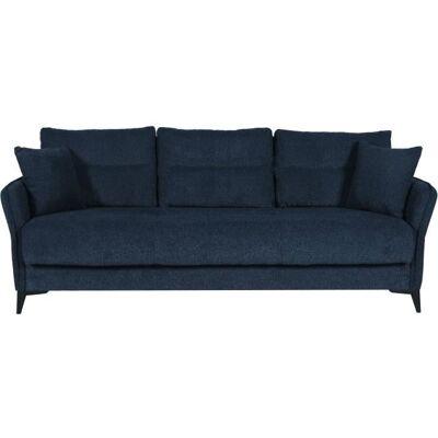 Canapé convertible 3 places - OTTOWA - Tissu bleu foncé - 2 coussins - Coffre de rangement - 217 x 92 x 85 cm Bleu - Publicité Canapé convertible 3 places - OTTOWA - Tissu bleu foncé - 2 coussins - Coffre de rangement - 217 x 92 x 85 cm Bleu - Publicité