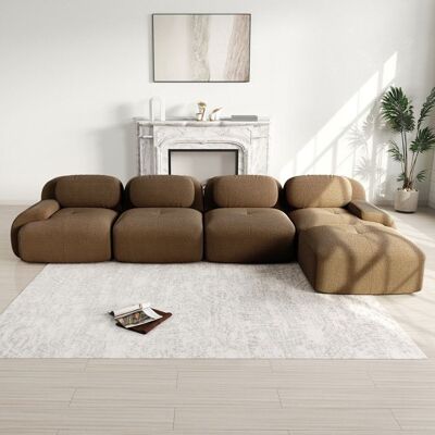 OEM Canapé dangle modulaire - 4 places - Velours côtelé - 388x178x75 cm - Marron - Mousse haute densité 32D Marron - Publicité OEM Canapé dangle modulaire - 4 places - Velours côtelé - 388x178x75 cm - Marron - Mousse haute densité 32D Marron - Publicité