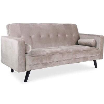 MENZZO Canapé convertible clic-clac scandinave Slow Velours Taupe Gris - Publicité MENZZO Canapé convertible clic-clac scandinave Slow Velours Taupe Gris - Publicité