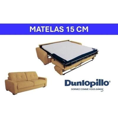 Canapé convertible express - 2/3 places - SOA - Tissu gauffré - Ocre - Matelas 15 cm - 195 x 100 x 91 cm - DUNLOPILLO Jaune - Publicité Canapé convertible express - 2/3 places - SOA - Tissu gauffré - Ocre - Matelas 15 cm - 195 x 100 x 91 cm - DUNLOPILLO Jaune - Publicité