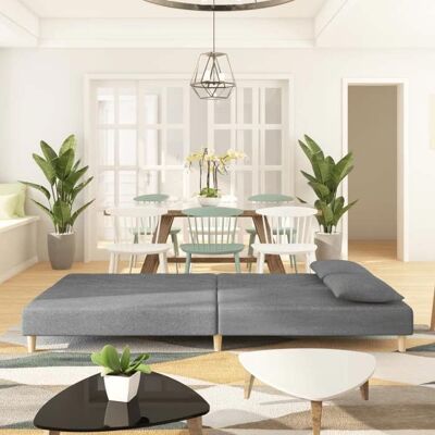 VIDAXL Lit banquette 2 places - convertible - Canapé-lit à 2 places avec deux oreillers gris clair tissu CAL3135358 Gris - Publicité VIDAXL Lit banquette 2 places - convertible - Canapé-lit à 2 places avec deux oreillers gris clair tissu CAL3135358 Gris - Publicité