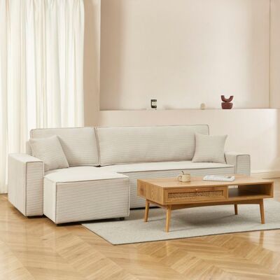 BAÏTA Canapé dangle convertible et réversible 4 places ZOLA velours beige Beige - Publicité BAÏTA Canapé dangle convertible et réversible 4 places ZOLA velours beige Beige - Publicité