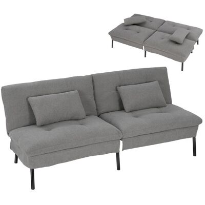 WOLTU Canapé Lit 2 Places Convertible 2 Coussins Dossier Réglable Métal Tissu Effet Lin Gris foncé Gris - Publicité WOLTU Canapé Lit 2 Places Convertible 2 Coussins Dossier Réglable Métal Tissu Effet Lin Gris foncé Gris - Publicité