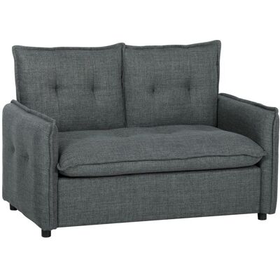 Canapé 2 places - HOMCOM - assise rembourrée coussins à ressorts - design capitonné - tissu en lin - 131 x 75 x 85 cm - gris foncé Gris - Publicité Canapé 2 places - HOMCOM - assise rembourrée coussins à ressorts - design capitonné - tissu en lin - 131 x 75 x 85 cm - gris foncé Gris - Publicité