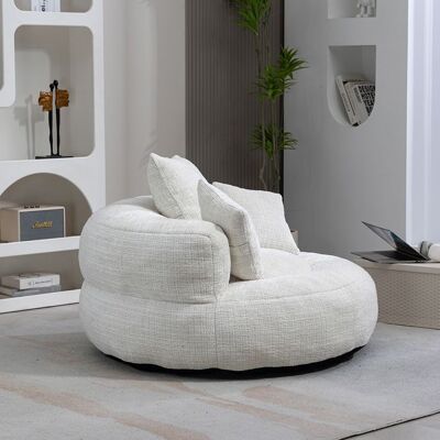 Fauteuil / Pouf - MINIMAL - Lazy - Chenille beige - Dossier haut - 3 coussins Beige - Publicité Fauteuil / Pouf - MINIMAL - Lazy - Chenille beige - Dossier haut - 3 coussins Beige - Publicité