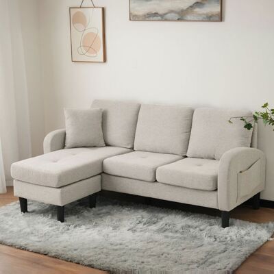 Lemonbest Canapé dAngle en L 166x118x77 cm Canapé 3 places avec Méridienne Amovible Tissu Coton-Lin Respirant - Gris clair Gris - Publicité Lemonbest Canapé dAngle en L 166x118x77 cm Canapé 3 places avec Méridienne Amovible Tissu Coton-Lin Respirant - Gris clair Gris - Publicité