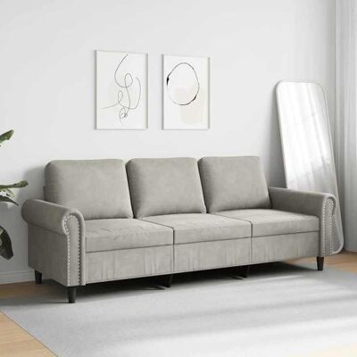 VIDAXL Gris SOFA - PHSH - Canapé avec 3 places - contemporain - Gris clair 180 cm Velours C1827 Gris - Publicité VIDAXL Gris SOFA - PHSH - Canapé avec 3 places - contemporain - Gris clair 180 cm Velours C1827 Gris - Publicité