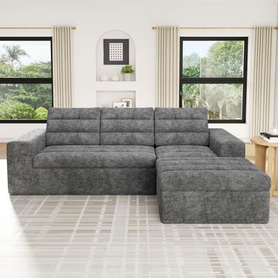 VEPSSDER Canapé dangle L modulable tissu chenille 4 places sans cadreconfigurations librescanapé multifonctionnel pour salongris clair Gris - Publicité VEPSSDER Canapé dangle L modulable tissu chenille 4 places sans cadreconfigurations librescanapé multifonctionnel pour salongris clair Gris - Publicité