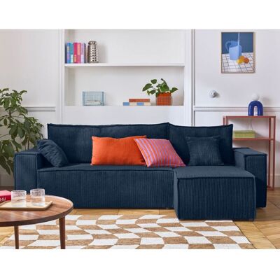 BEST MOBILIER Cezanne - canapé dangle réversible - 4 places - convertible avec coffre - en velours côtelé - Bleu Ardoise Bleu - Publicité BEST MOBILIER Cezanne - canapé dangle réversible - 4 places - convertible avec coffre - en velours côtelé - Bleu Ardoise Bleu - Publicité