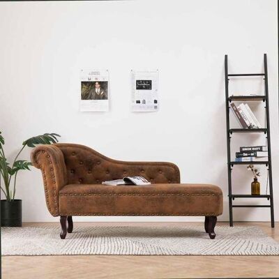 vidaXL Canapé Marron Aspect Daim - Chaise Longue - Publicité vidaXL Canapé Marron Aspect Daim - Chaise Longue - Publicité