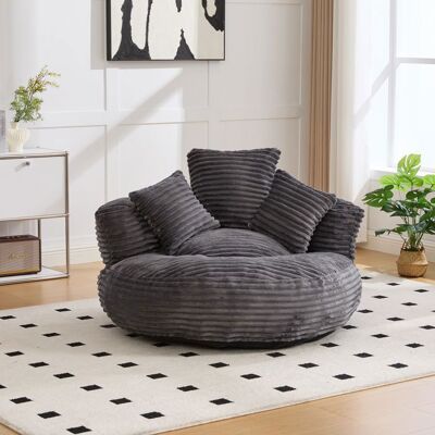 LEMONBEST Pouf poire confortable avec trois coussins 108 x 108 x 52 cm Lazy Canapé pour salon chambre Fauteuil Velours côtelé Gris foncé Gris - Publicité LEMONBEST Pouf poire confortable avec trois coussins 108 x 108 x 52 cm Lazy Canapé pour salon chambre Fauteuil Velours côtelé Gris foncé Gris - Publicité
