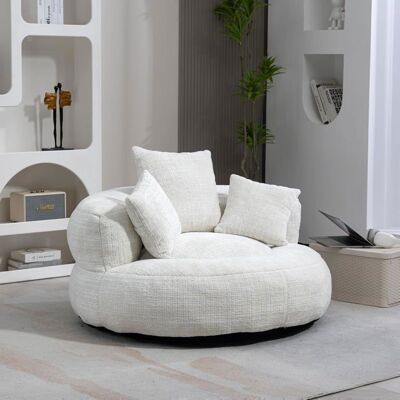 LEMONBEST Pouf poire 2 places en chenille Beige 108×108×52 cm avec 3 coussins — canapé lazy pour salon et chambre Beige - Publicité LEMONBEST Pouf poire 2 places en chenille Beige 108×108×52 cm avec 3 coussins — canapé lazy pour salon et chambre Beige - Publicité