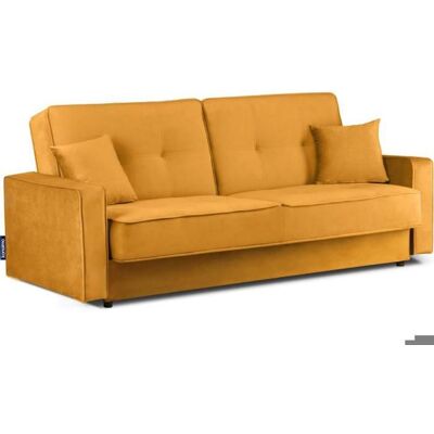 KONSIMO Canapé convertible ORIO 3 places matelassé Jaune avec coffre - L 219 x P 90 x H 90 cm Jaune - Publicité KONSIMO Canapé convertible ORIO 3 places matelassé Jaune avec coffre - L 219 x P 90 x H 90 cm Jaune - Publicité