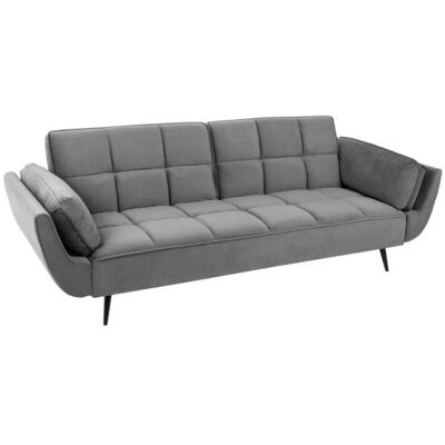 MEUBLORAMA Canapé droit NEVISI gris – Canapé scandinave convertible en velours avec pieds en métal noir Gris - Publicité MEUBLORAMA Canapé droit NEVISI gris – Canapé scandinave convertible en velours avec pieds en métal noir Gris - Publicité