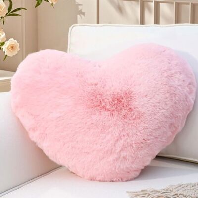 Coussin en forme de cœur - ZOR® - 26x36 cm - Rose - Peluche douce - Rembourrage mousse de coton PP - Non amovible Rose - Publicité Coussin en forme de cœur - ZOR® - 26x36 cm - Rose - Peluche douce - Rembourrage mousse de coton PP - Non amovible Rose - Publicité