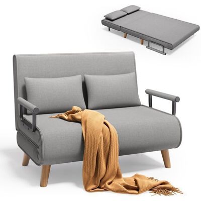 Canapé Convertible - Bealife - Canapé Lit - Fauteuil 2 Place - 2 Coussin - Pied en Bois - Dossier 6 positions - Gris Gris - Publicité Canapé Convertible - Bealife - Canapé Lit - Fauteuil 2 Place - 2 Coussin - Pied en Bois - Dossier 6 positions - Gris Gris - Publicité